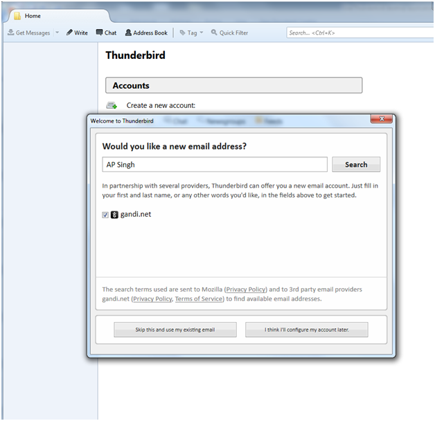 Thunderbird Setting Screen 2